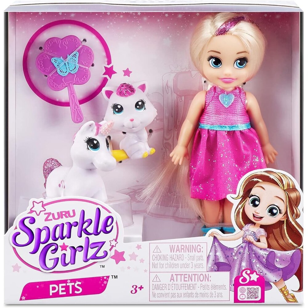 Zuru Sparkle Girlz Pets Doll Set With Accessories -Pink